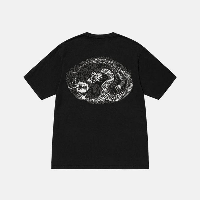 Stussy Black T Shirt Mosaic Dragon Stussy Store Fashion Streetwear 1969